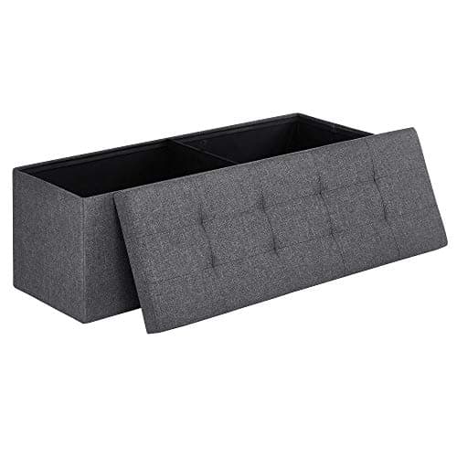 Woven storage baskets on an organized shelf