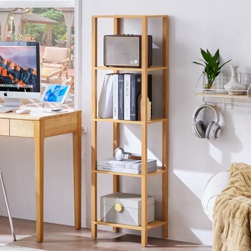 A styled bookshelf with books and decor