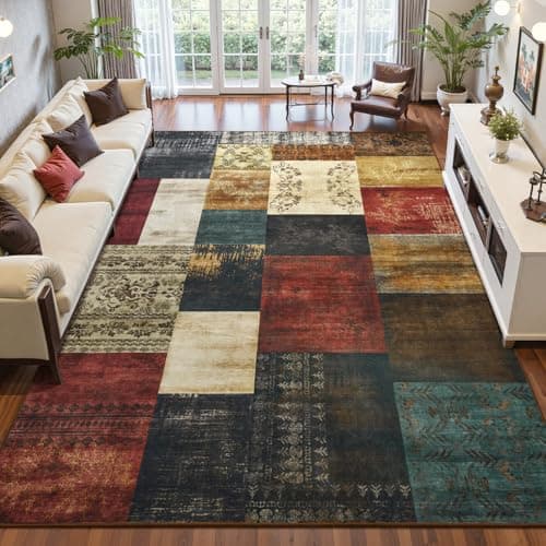A textured area rug anchoring a living room