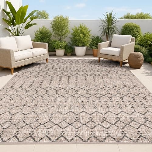 A textured area rug anchoring a living room