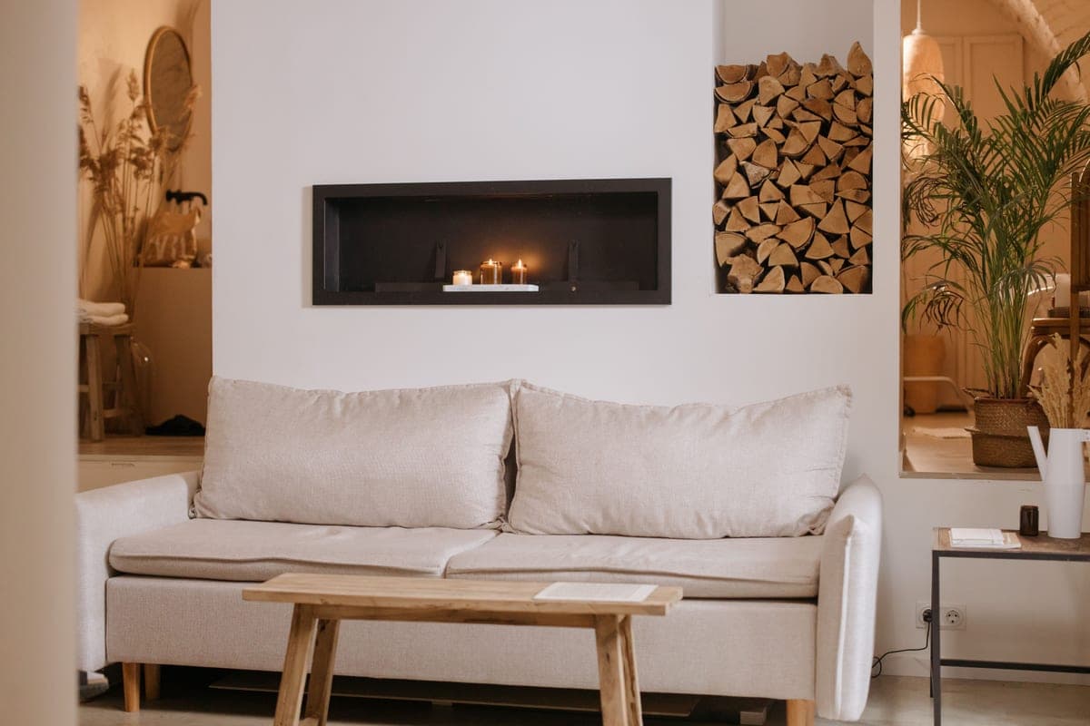 A modern farmhouse interior in cozy neutrals