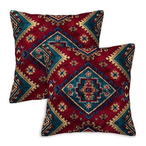 Textured throw pillows arranged on a sofa