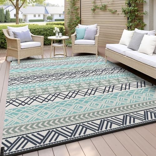 A textured area rug anchoring a living room
